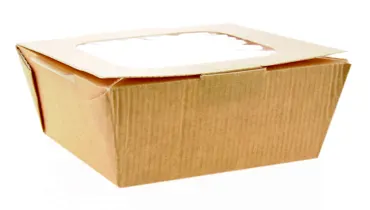 Bio Snack Box aus Karton,  braun, 750 ml, Deckel mit Fenster