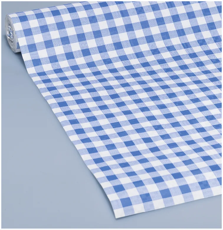 Tischtuchrolle aus Papier, blau-weiss, kariert, 100 cm x 10 m