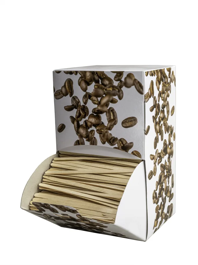 Rührstäbchen-Box braun, 11cm Holz