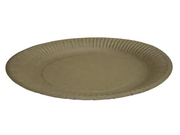Bio Einweg Teller aus Karton, braun, Ø 23 cm