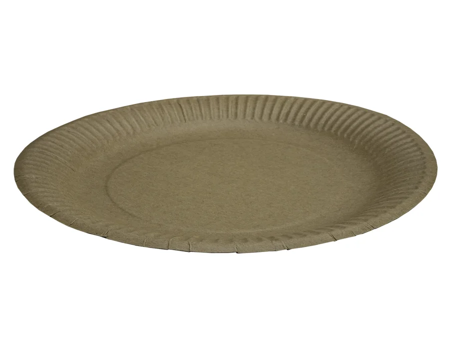 Bio Einweg Teller aus Karton, braun, Ø 23 cm