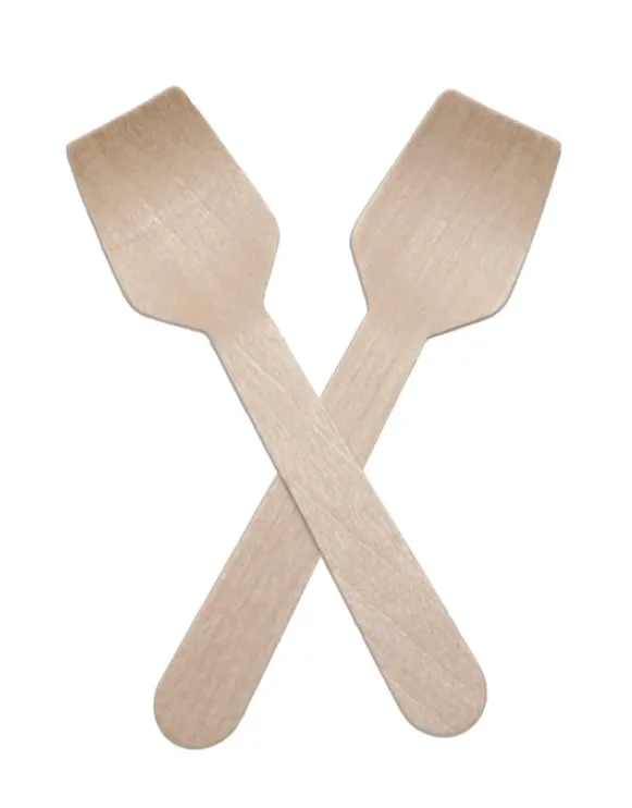 Cuillère à glace jetable en bois, emballage individuel