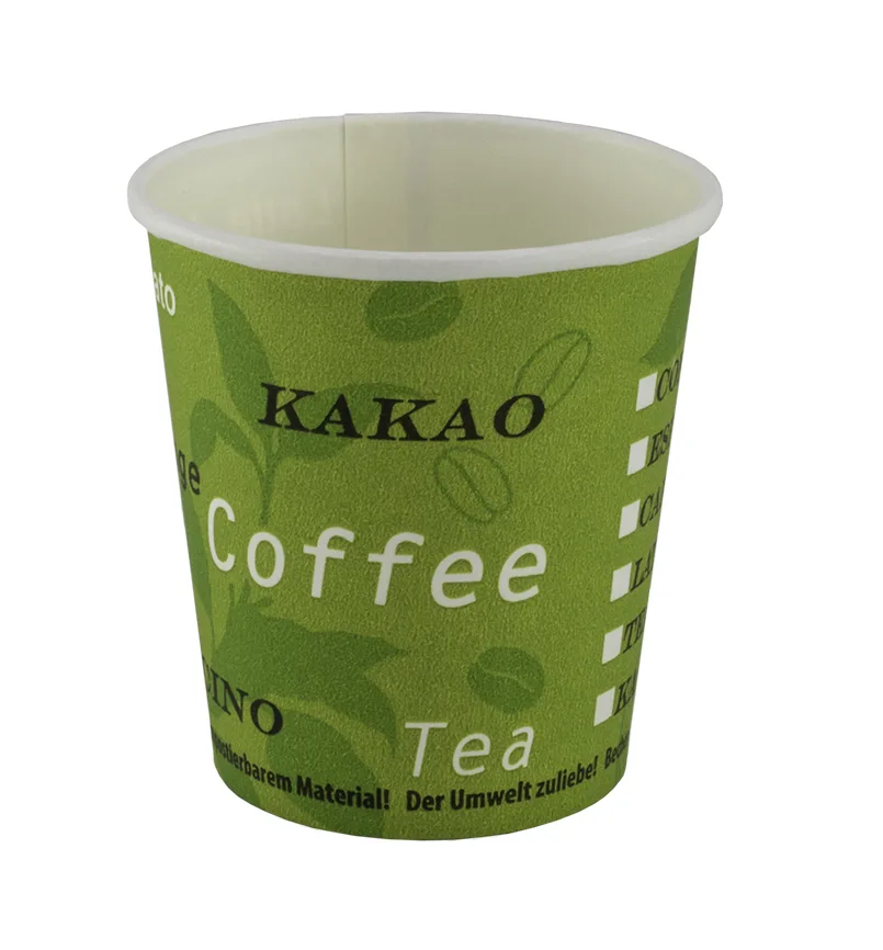 Bio Einweg Kaffeebecher aus Karton, grün, 1 dl