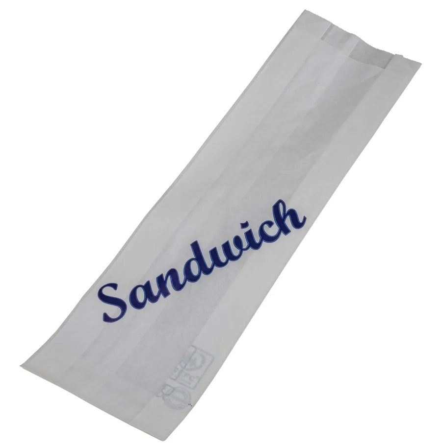 Sandwichbeutel aus Pergament, weiss, mit Druck