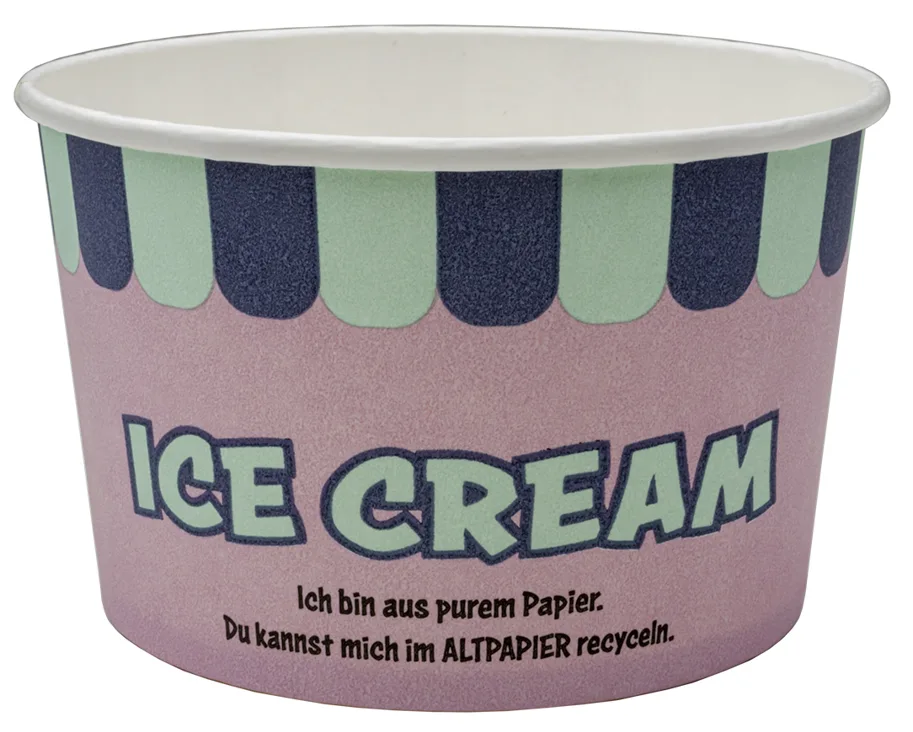 Einweg Glacebecher aus Karton, bedruckt, 340ml