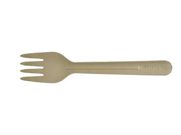 Fourchette jetable en carton, brun, 16.5 cm