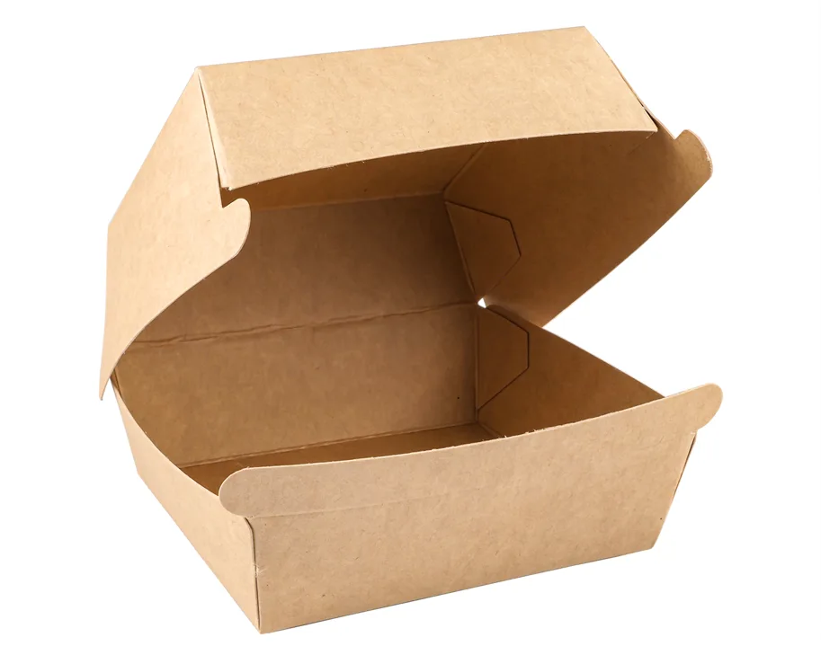 Einweg Hamburger-Box aus Karton, braun, 97 x 95 x 65 mm