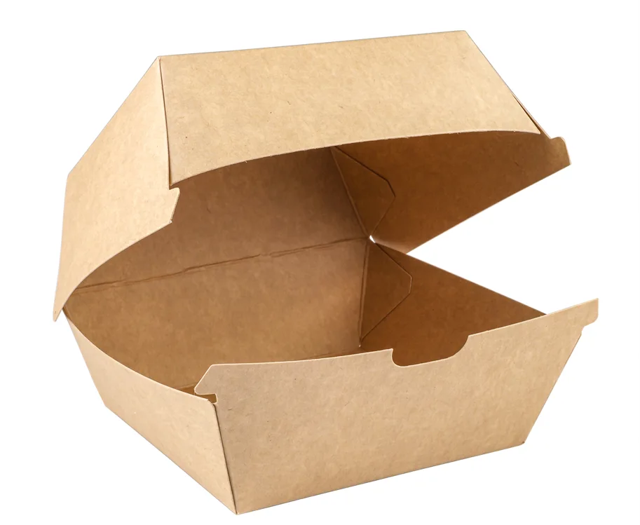 Einweg Hamburger-Box aus Karton, braun, 120 x 120 x 65 mm