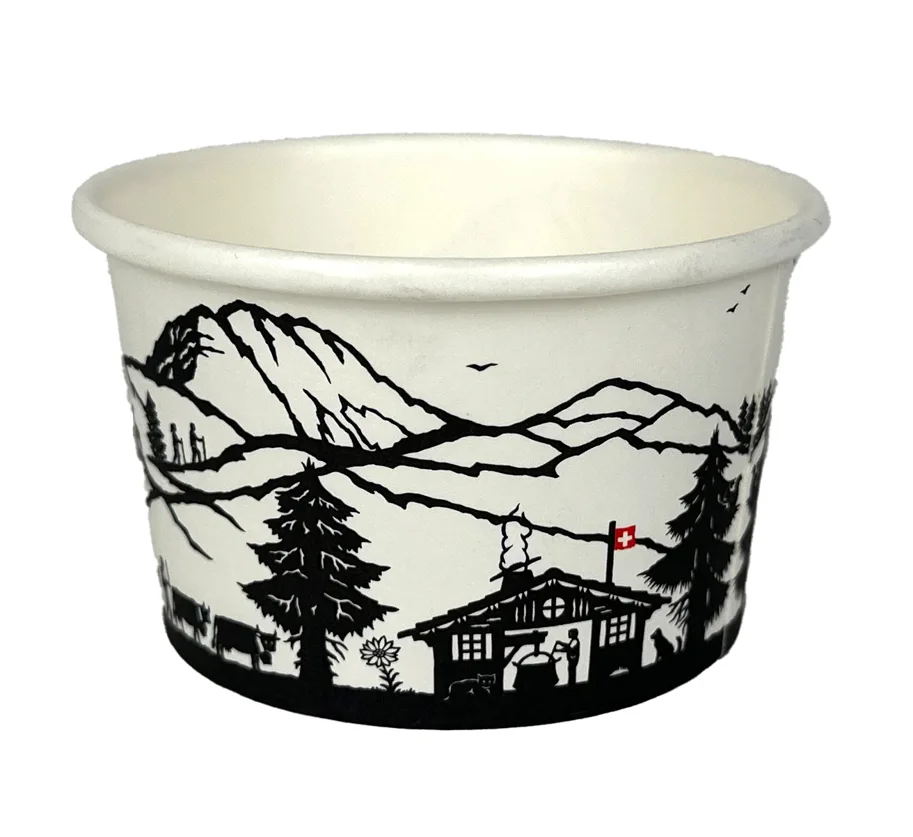 Gobelet à glace en carton, blanc/avec impression, 120ml